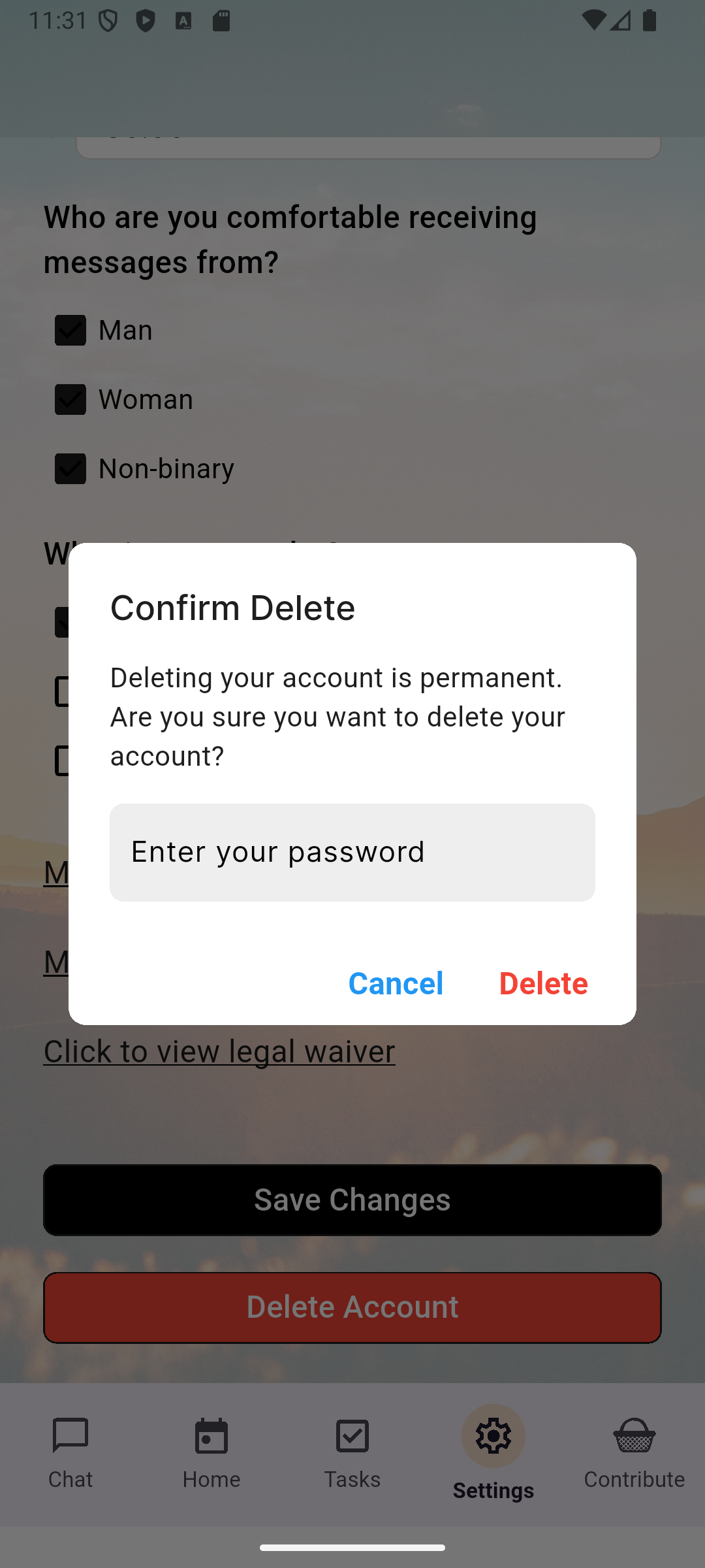 Password confirmation prompt screenshot